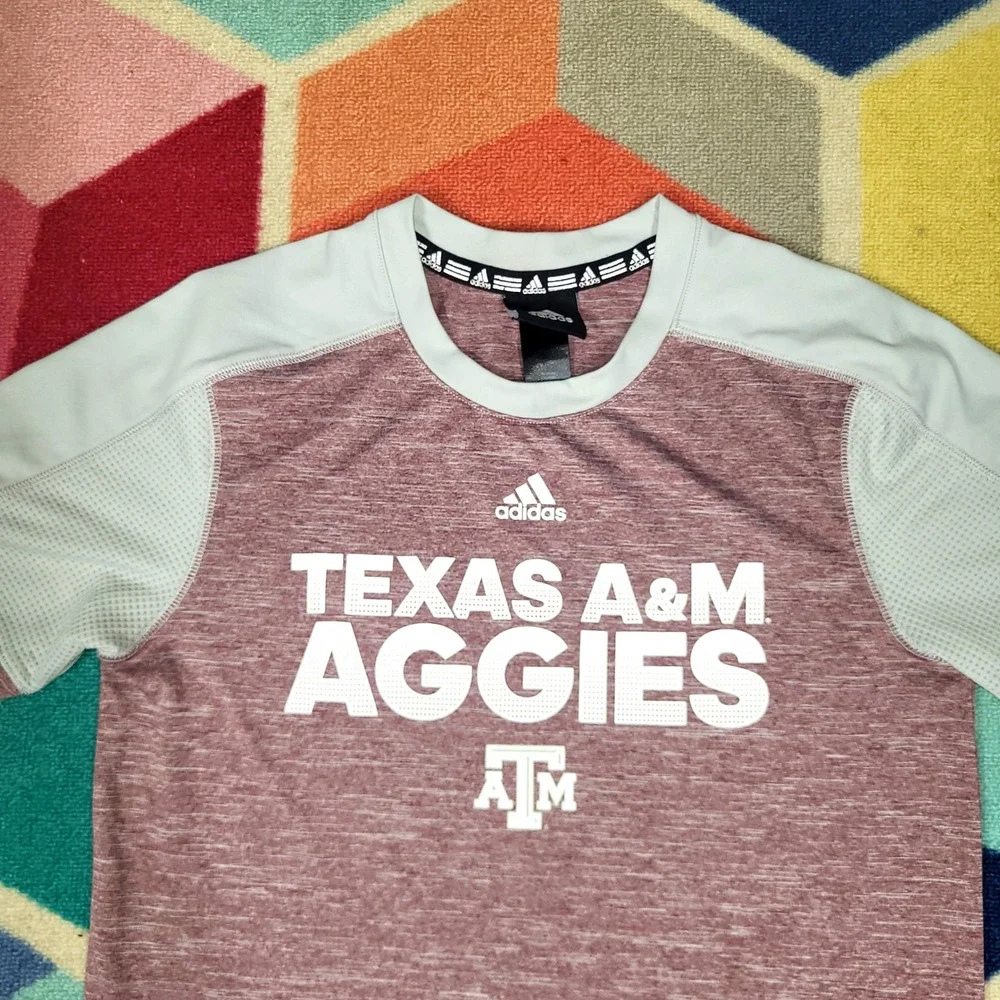 Adidas Texas A&M Aggies Maroon Training T-Shirt Athletic Tee Boys‎ Large 14/16